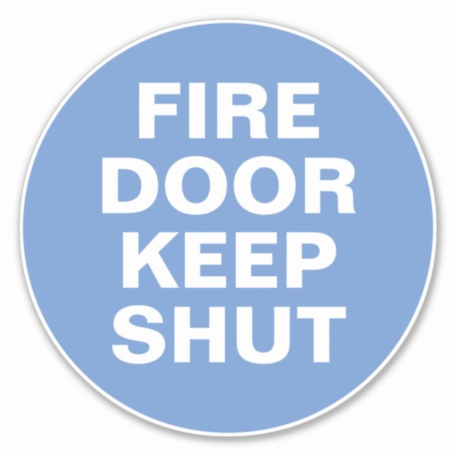 Fire Door Sign - Blue & White Sign Sticker (Front)