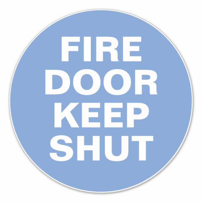 Fire Door Sign - Blue & White Sign Sticker (Front)