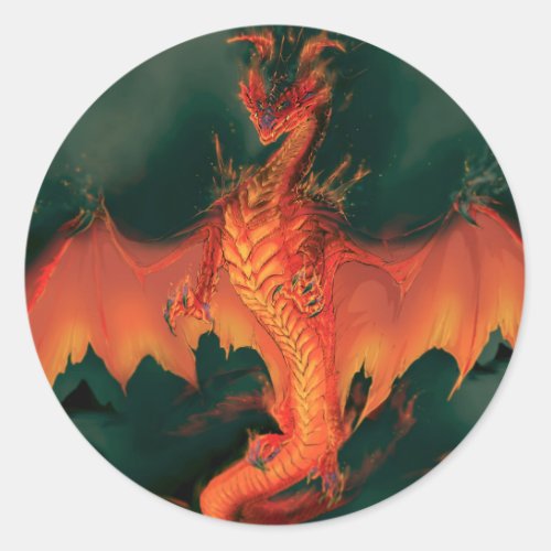 Fire Dragon Brimstone Classic Round Sticker