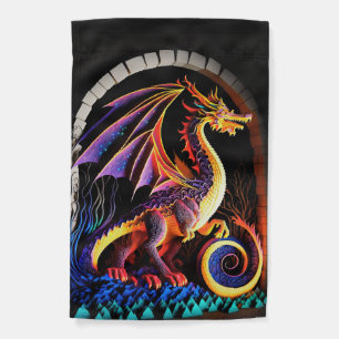 Fire Dragon Castle Fantasy Art Mythical Creatures Garden Flag