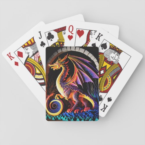 Fire Dragon Castle Fantasy Art Mythical Creatures Playing Cards