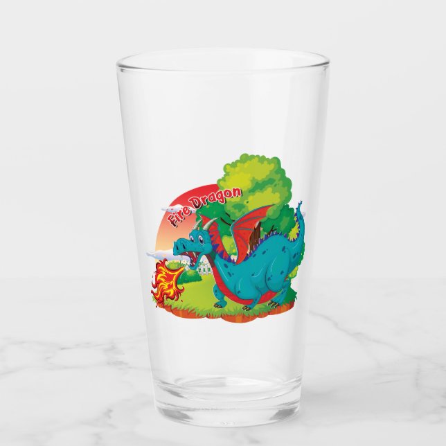 Fire Dragon Drinkware Glass (Front)