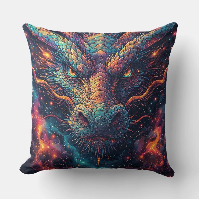 🐉 Fire Dragon Energy Mythical Home Decor 🔥 Throw Pillow (Front)