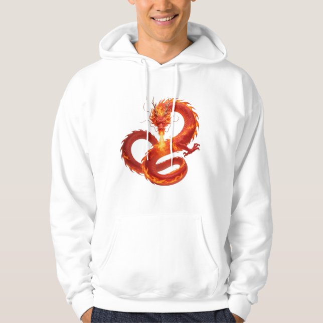 Fire Dragon Fantasy Art Design, Mythical Creature  Hoodie (Front)