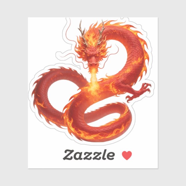 Fire Dragon Fantasy Art Design, Mythical Creature  Sticker (Sheet)