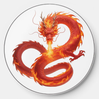 Fire Dragon Fantasy Art Design, Mythical Creature Wireless Charger