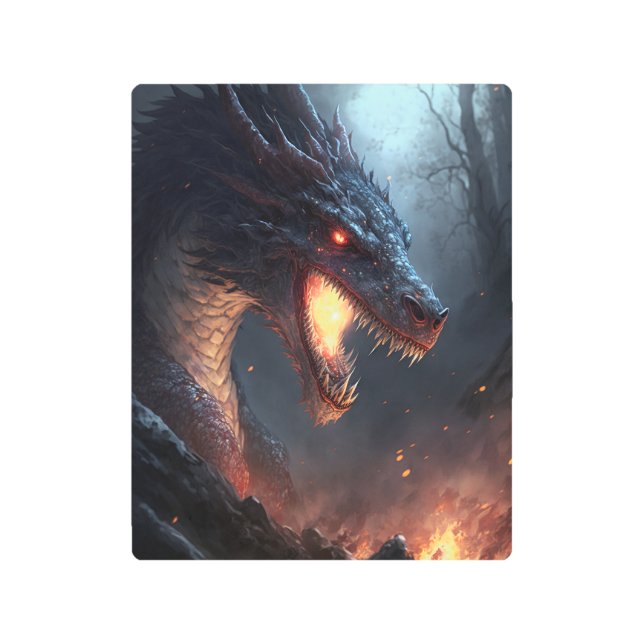 Fire Dragon Fantasy Art Metal Print (Front)