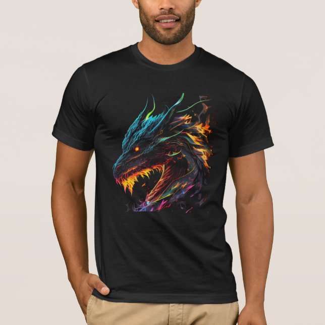 Fire Dragon Flame Dragon Graphic T-Shirt (Front)