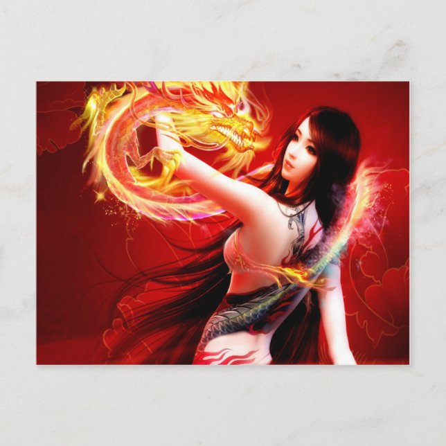 Fire Dragon Girl Postcard (Front)