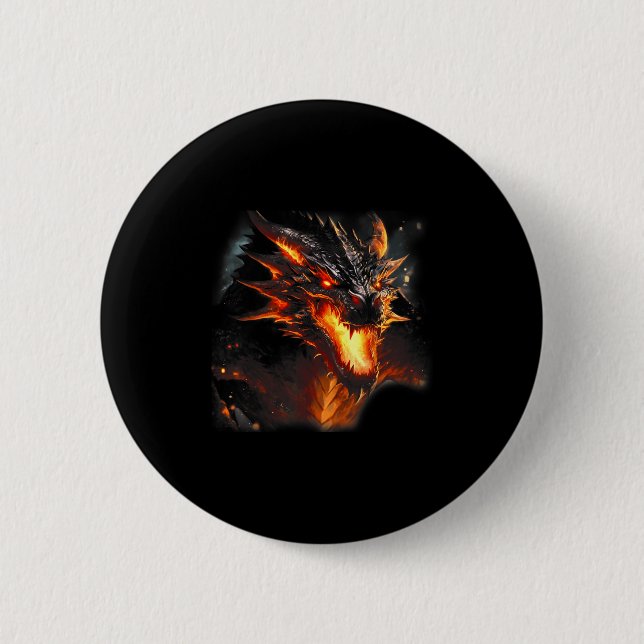 Fire Dragon Head Mythical Dragon Love Breathing Fi Button (Front)