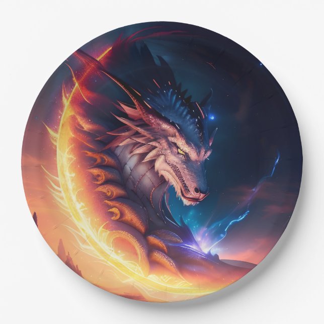 Fire Dragon Landscape Paper Plates (Front)