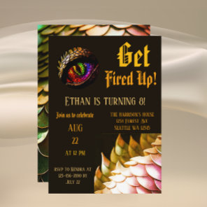 Fire Dragon Magical Enchanted Eighth Birthday   Invitation