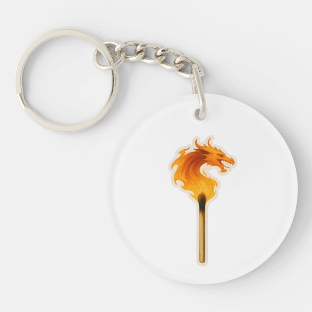 Fire Dragon Matchstick Keychain (Front)