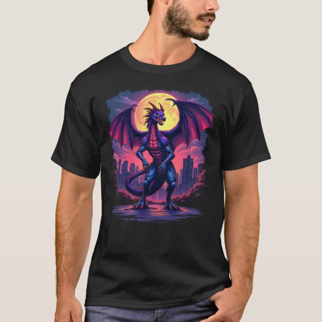 Fire Dragon Moonlight City Graphic Tee (Front)