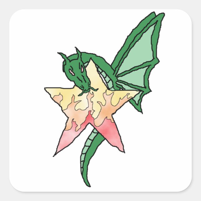 Fire Dragon Square Sticker (Front)