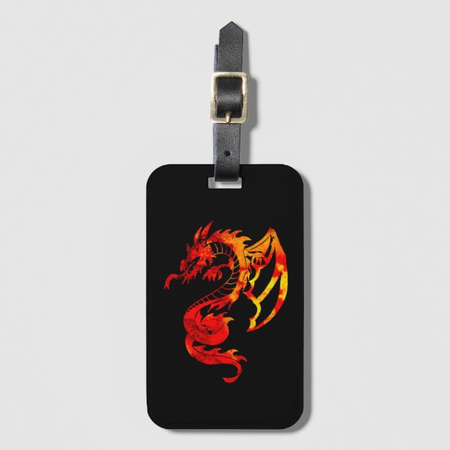 Fire Dragon Tattoo Luggage Tag (Front Vertical)