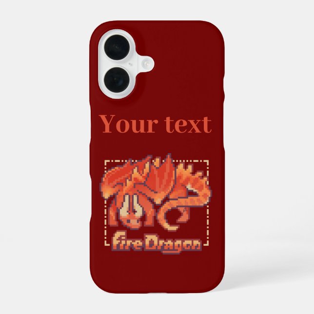 Fire dragon, vuurdraak pixel art, ZuujeArt by GH iPhone Case (Back)