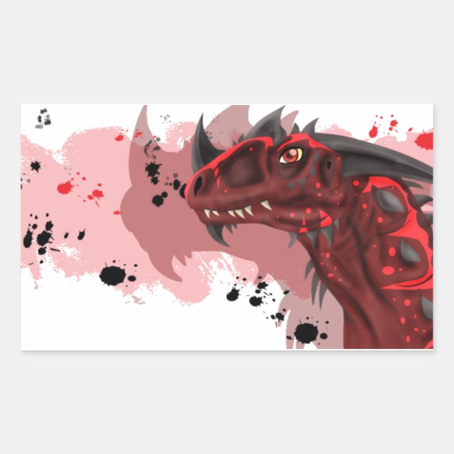 Fire Dragon (White Version) Rectangular Sticker (Front)