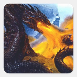 Fire Dragon with Beowulf Square Sticker