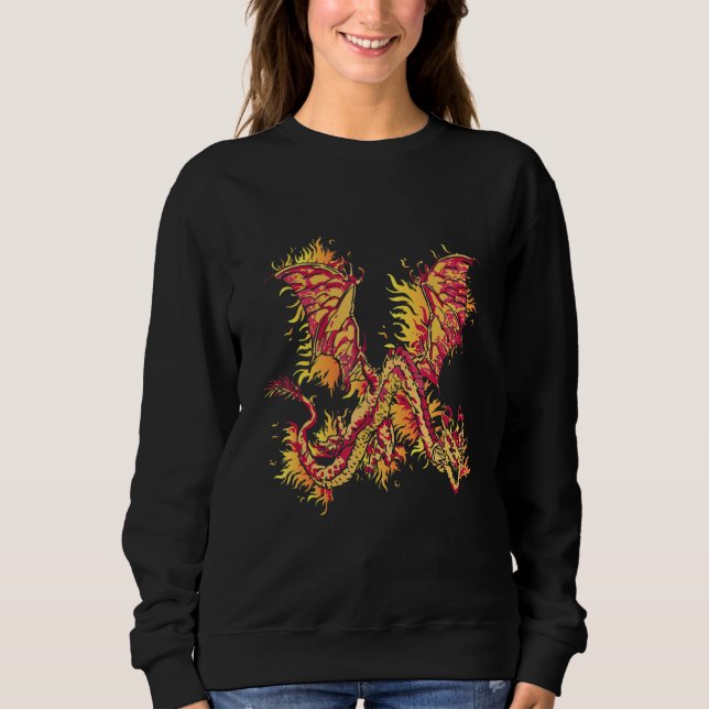 Fire Dragon with dragon fire and fire breathing dr Sweatshirt (Front)