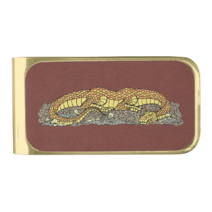 Fire Drake at Rest Gold Finish Money Clip