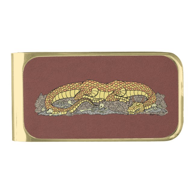 Fire Drake at Rest Gold Finish Money Clip (Front)