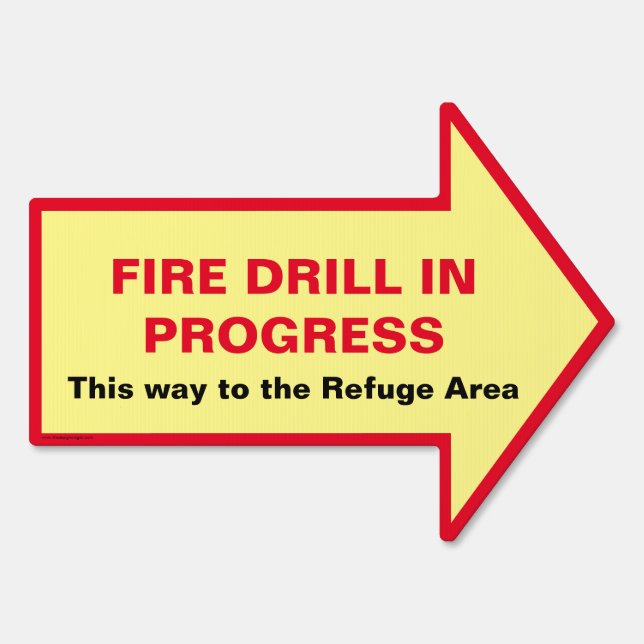 Fire Drill Directional Signs - Red & Yellow (Back)