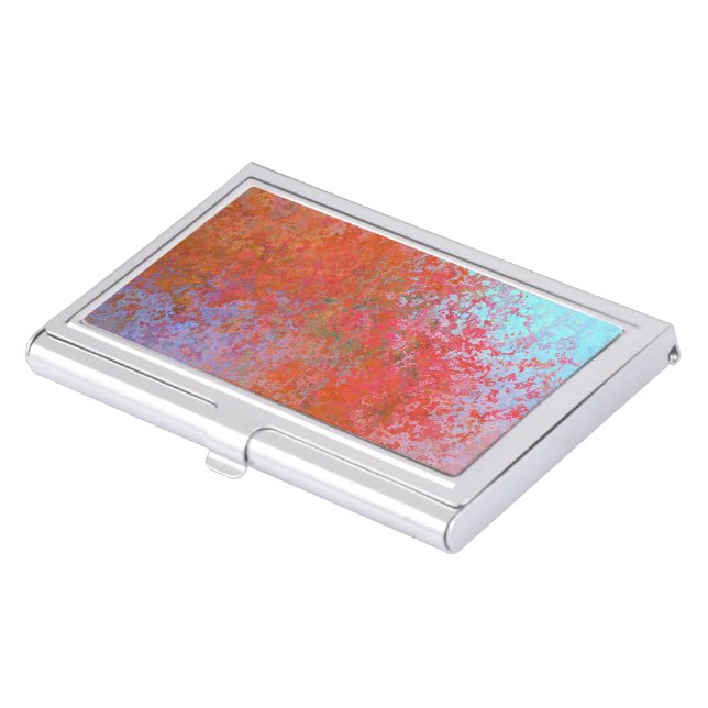 Fire Element Alcohol Ink Abstract Orange Business Card Case (Front)