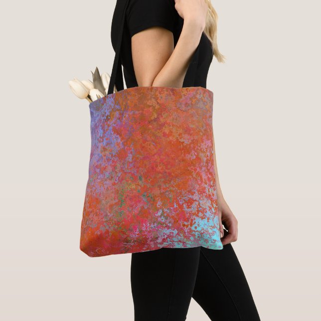 Fire Element Alcohol Ink Abstract Orange Tote Bag (Close Up)
