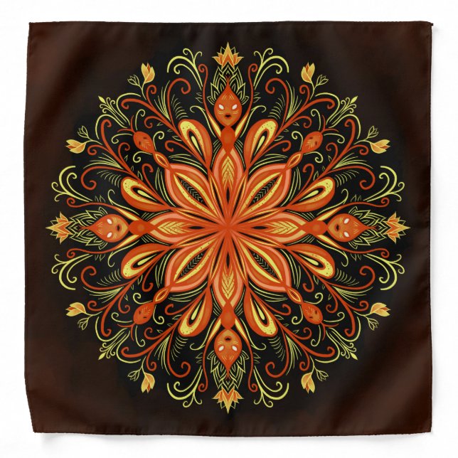Fire Element Mandala - Kaleidoscopic Flame Creatur Bandana (Front)