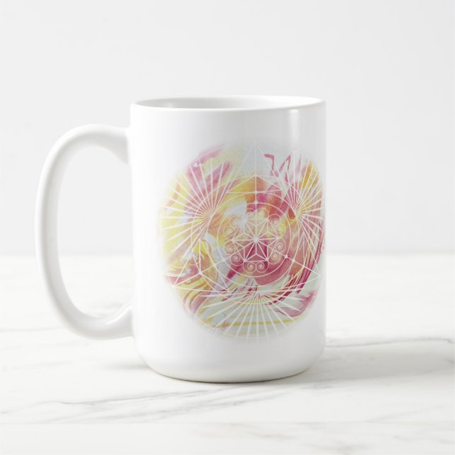 Fire Element Watercolor Mandala Two Tone Mug (Left)