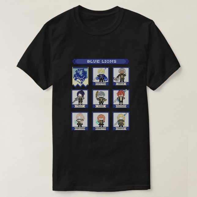 Fire Emblem Three Houses Blue Lions House Pixel Pa T-Shirt (Design Front)