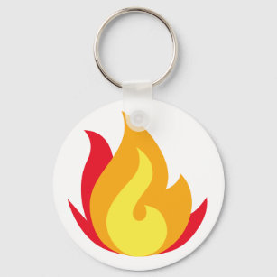 Fire Emoji Button Keychain