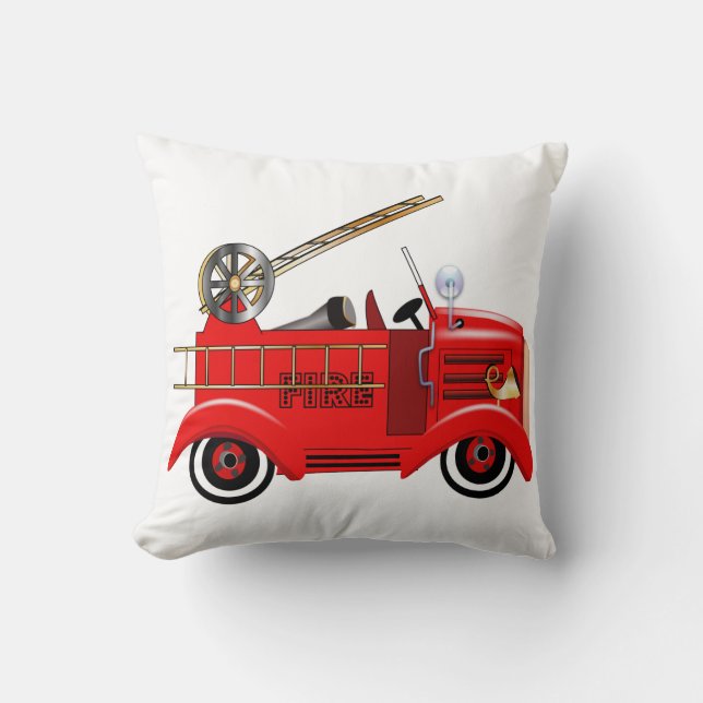 Fire Engine "add your own Name" Throw Pillow (Front)