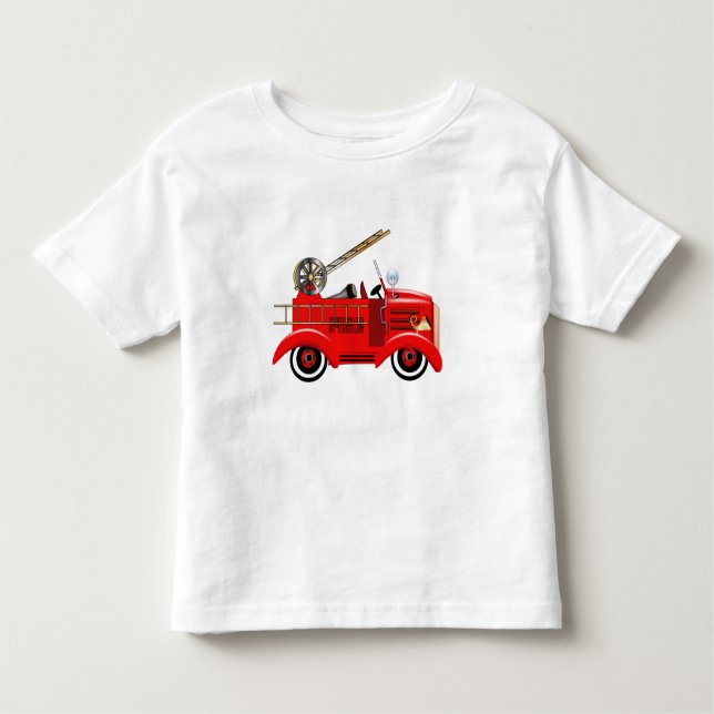 Fire Engine "add your own Name" Toddler T-shirt (Front)