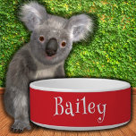 Fire Engine and White Simple Funny Name Cat Dog<br><div class="desc">Fire Engine and White Simple Funny Name Cat Dog Bowl.</div>