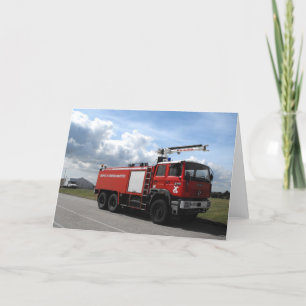 Fire engine at Cherbourg airport Holiday Card
