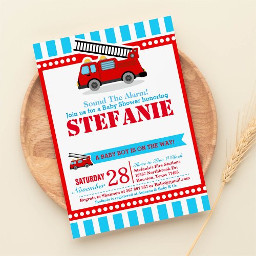 Fire Engine Baby Shower Invitation