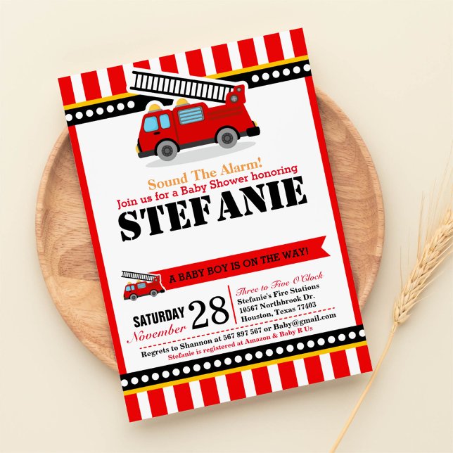 Fire Engine Baby Shower Invitation (Creator Uploaded)