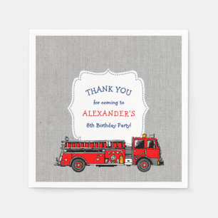 Fire Engine Birthday party decor, firefighter Napkins
