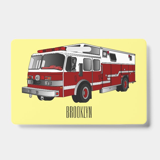 Fire engine cartoon illustration badge (Front)