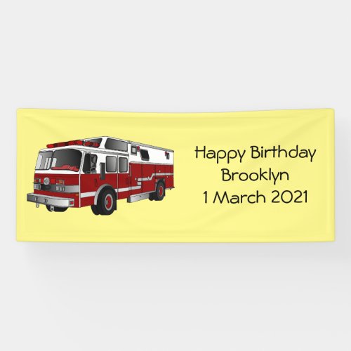 Fire engine cartoon illustration banner