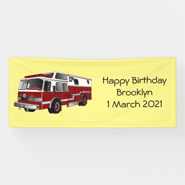 Fire engine cartoon illustration banner (Horizontal)