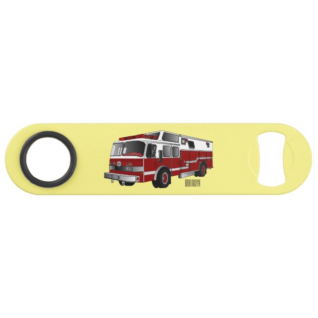 Fire engine cartoon illustration bar key (Front (Horizontal))