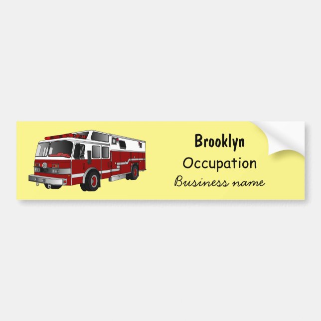 Fire engine cartoon illustration bumper sticker (Front)