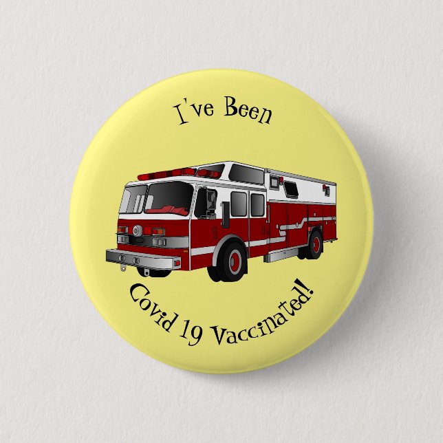 Fire engine cartoon illustration button (Front)