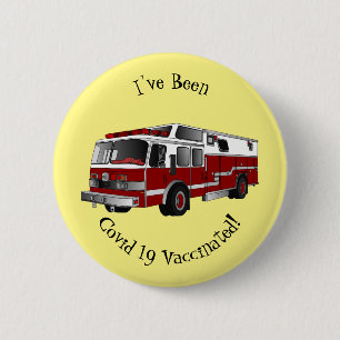 Fire engine cartoon illustration button