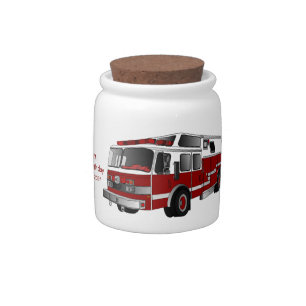 Fire engine cartoon illustration candy jar