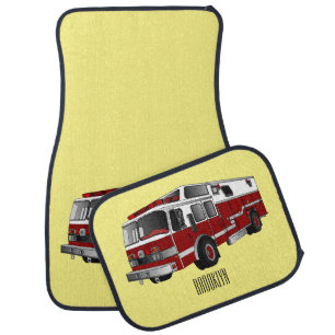Fire engine cartoon illustration car floor mat