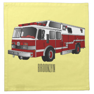 Fire engine cartoon illustration cloth napkin